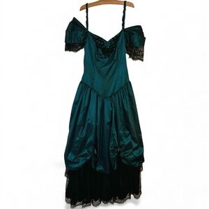 Vintage 80s Alfred Angelo Teal Prom Dress - Size 9/10